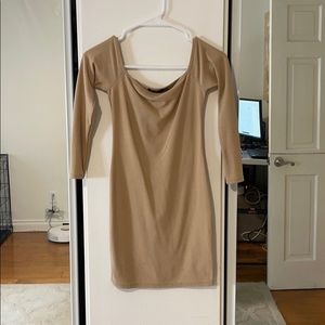 Pretty Little Thing Quarter sleeve nude mini dress